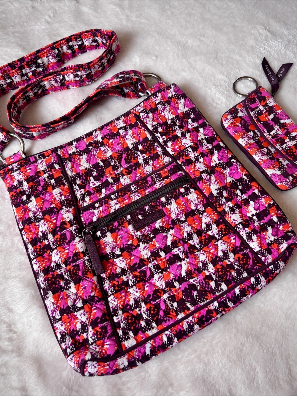 Vera Bradley Retired Houndstooth Tweed Hipster Crossbody & ID Case Matching Set